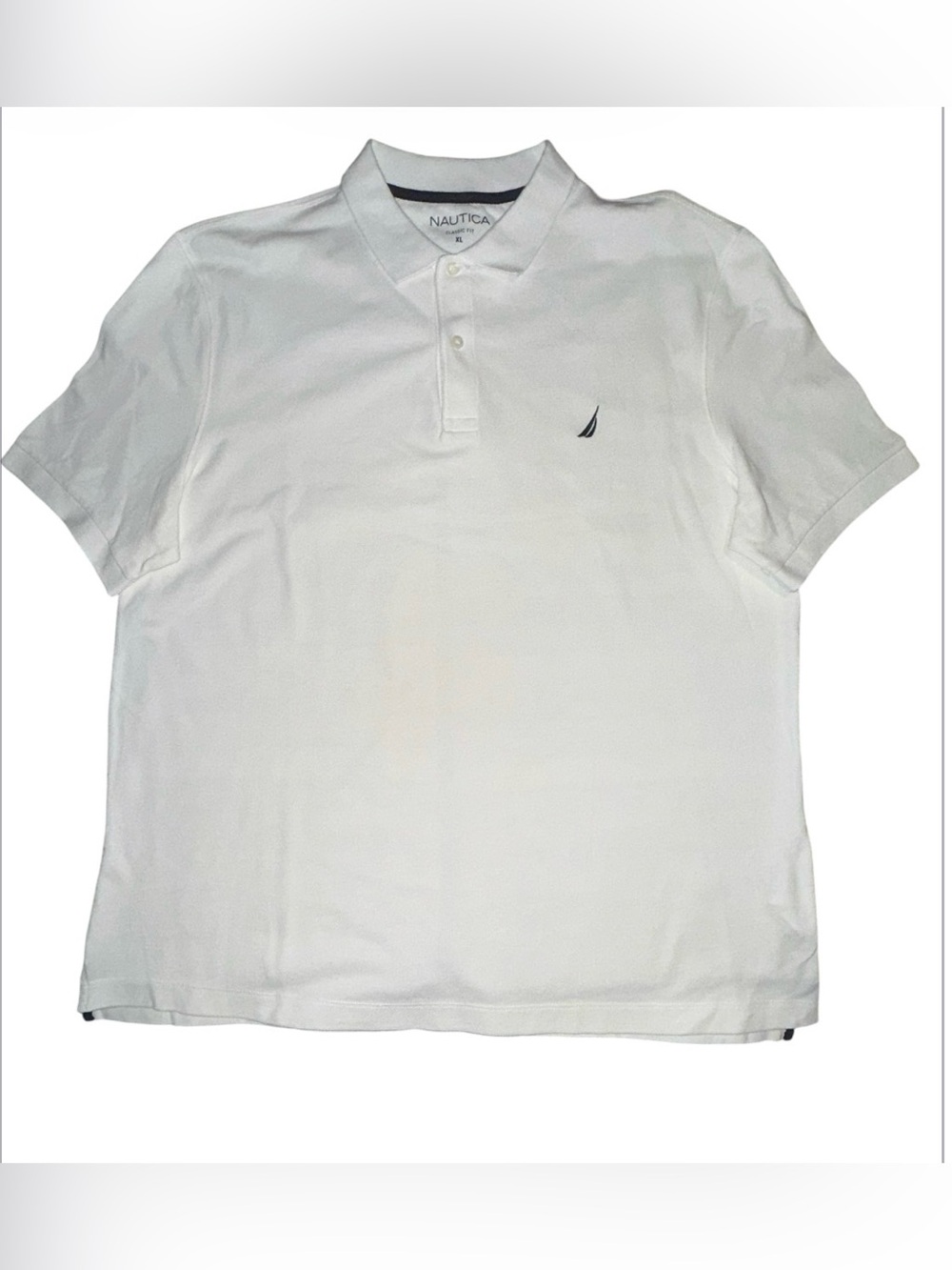 Nautica White Short-Sleeve Polo with Navy Logo